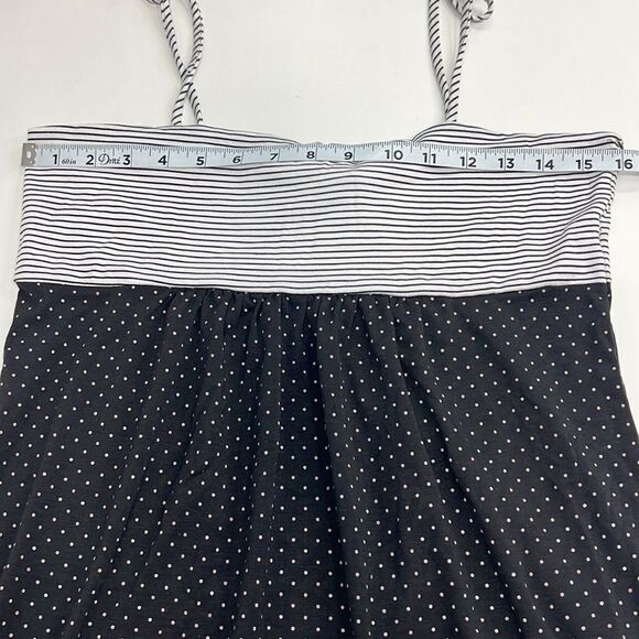 A’Gaci Women’s Black White Striped and Polka Dot Tie Strap Tank Top Size Large - Picture 3 of 5
